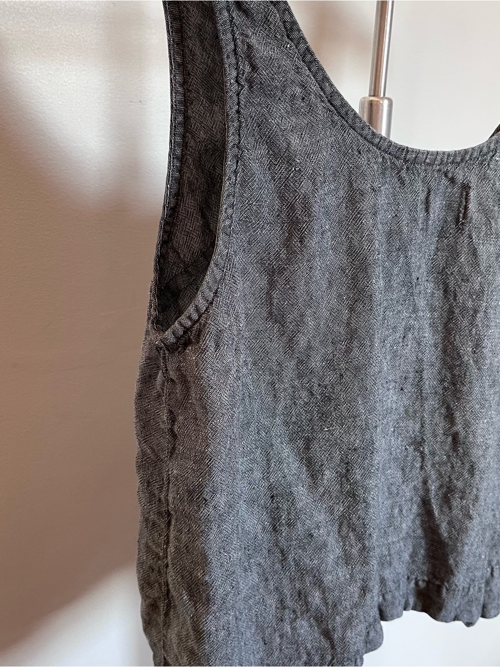 Grey Washed Linen Tank Top - Picture 7 of 8
